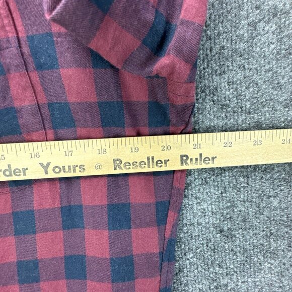 Teddy‎ Stratford Shirt Mens 3 M/L Maroon Blue Zip Button Up Check Cotton Pockets - Picture 11 of 16